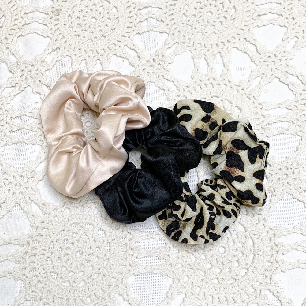 NWT Leopard and Satin VSCO Hair Scrunchie 3pc Set - Picture 8 of 10